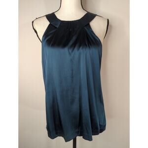 Theory Turquoise 100% Silk Satin Top Women's‎ Medium Business Casual Modest